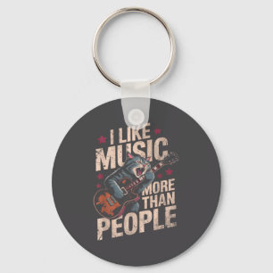 Oude rock kat muziek liefhebber grappige dier cita sleutelhanger