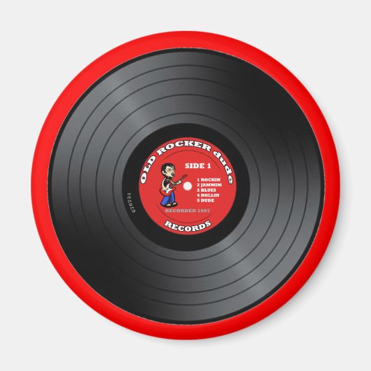 Oude Rocker Dude Vinyl Record Magnet (Voorkant)
