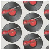 Oude Rocker Guy Guitar en Record Pattern Stof (Swatch)
