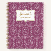 Oude Rococo Bloemstuk Aangepaste Naam Receptenboek Notitieboek (Voorkant)