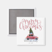 Oude Rode Auto Kerstmagneet Magneet (Voorkant / Achterkant)