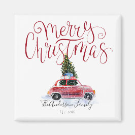 Oude Rode Auto Kerstmagneet Magneet