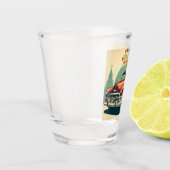 Oude rode auto & Kerstman Shot Glas (Links)