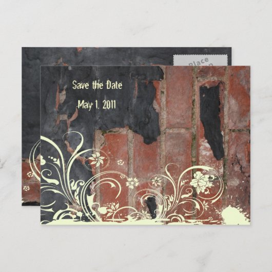 Oude rode baksteen Bewaar de datum Aankondigingskaart (Voorkant / Achterkant)