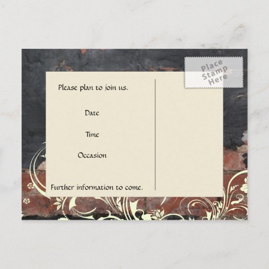 Oude rode baksteen Bewaar de datum Aankondigingskaart (Achterkant)