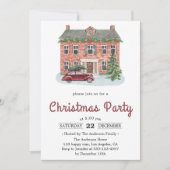 Oude Rode Bakstenen Huis Kerstfeest Kaart (Voorkant)