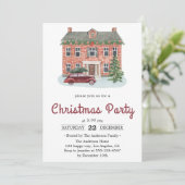 Oude Rode Bakstenen Huis Kerstfeest Kaart (Staand voorkant)