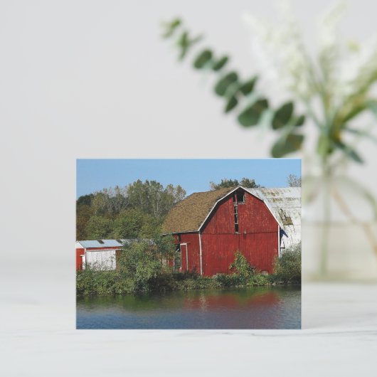 Oude Rode Barn Briefkaart (Staand voorkant)