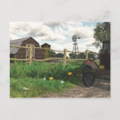 Oude Rode Barn en Rusty Truck Briefkaart (Voorkant)