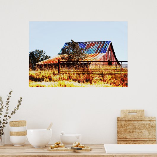 Oude Rode Barn Fotografische Kunst van het Poster (Keuken)