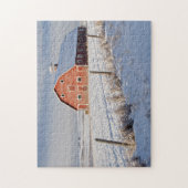Oude Rode Barn in Winter Wonderland Legpuzzel (Verticaal)
