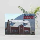 Oude Rode Barn Land Style Hoedown Barn Raising Kaart (Staand voorkant)
