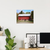 Oude Rode Barn met Paarden Kleur 16x20 Poster (Thuiskantoor)
