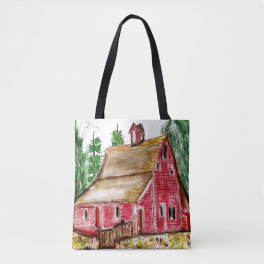 Oude Rode Barn op het platteland Tote Bag (Voorkant)