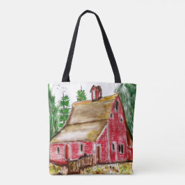 Oude Rode Barn op het platteland Tote Bag