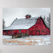 Oude Rode Barn Poster (Voorkant)