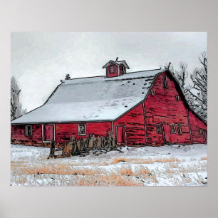 Oude Rode Barn Poster