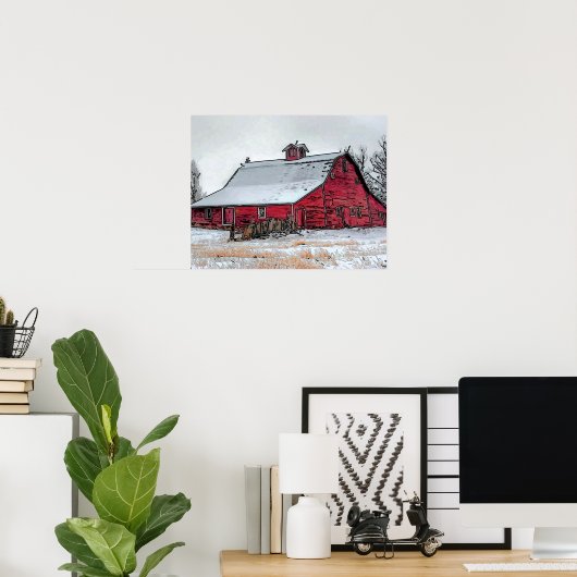 Oude Rode Barn Poster (Thuiskantoor)