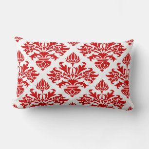 Oude Rode Bloemendamask #3 Groot Kussen