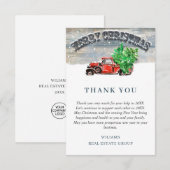 Oude Rode Boerderij Vrachtwagen Vakantie Bedrijfs Bedankkaart (Voorkant / Achterkant)