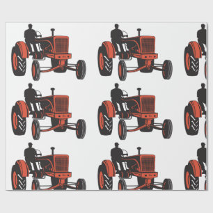 Oude rode boerentractor Retro boer Cadeaupapier