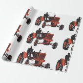 Oude rode boerentractor Retro boer Cadeaupapier (Uitgerold)