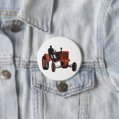 Oude rode boerentractor Retro boer Ronde Button 7,6 Cm (In situ)