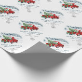 Oude Rode Boerenwagen Kerstvakantie Cadeaupapier (Hoek)