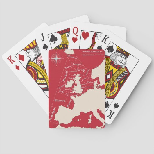 Oude rode Britse scheepvaartposter Pokerkaarten (Achterkant)