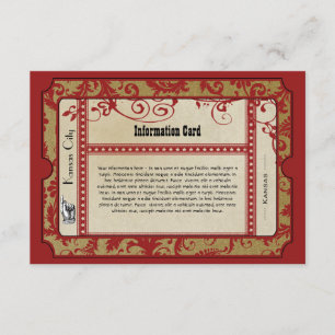 Oude rode Broadway Old Hollywood Ticket Bruiloft Informatiekaartje