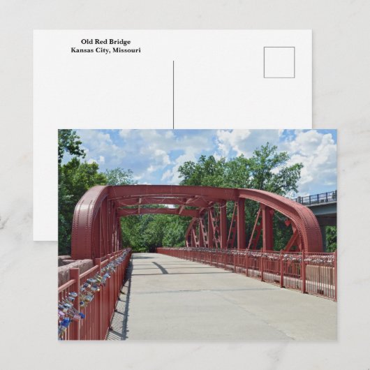 Oude Rode Brug, de Stad van Kansas, Missouri Briefkaart (Voorkant / Achterkant)