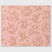 Oude rode cherubijn en cupido hemelse toile cadeaupapier (Vlak)