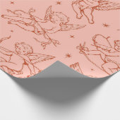 Oude rode cherubijn en cupido hemelse toile cadeaupapier (Hoek)