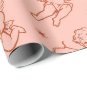 Oude rode cherubijn en cupido hemelse toile cadeaupapier (Rol Hoek)