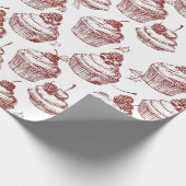 Oude rode cupcake Kerstmis Cadeaupapier (Hoek)