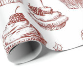 Oude rode cupcake Kerstmis Cadeaupapier (Rol Hoek)