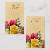 Oude rode en gele rozen bloem plaatskaartje (Voorkant / Achterkant)