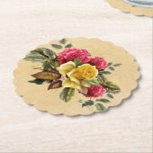 Oude rode en gele rozen bloemstuk kartonnen onderzetters (Gekanteld)