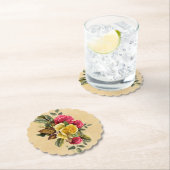 Oude rode en gele rozen bloemstuk kartonnen onderzetters (Insitu)