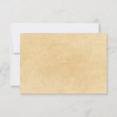 Oude rode en gele rozen bloemstuk RSVP kaartje (Achterkant)