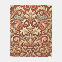 Oude rode en gouden damastpatroon fleece deken