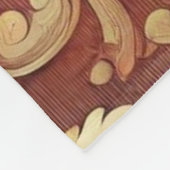 Oude rode en gouden damastpatroon fleece deken (Hoek)