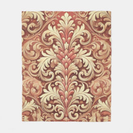 Oude rode en gouden damastpatroon fleece deken