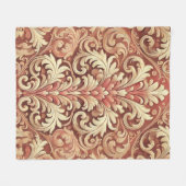Oude rode en gouden damastpatroon fleece deken (Voorkant (Horizontaal))