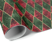 Oude rode en groene diamant kerst fluweel cadeaupapier (Rol Hoek)