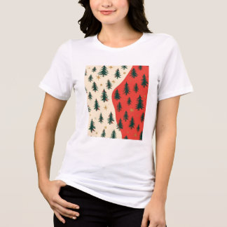 Oude rode en groene kerstbomen patroon Tri-Blend shirt