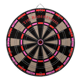 Oude rode en roze aanpasbare familienaam  dartbord