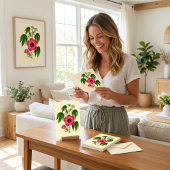Oude rode en roze bloemillustratie kaart