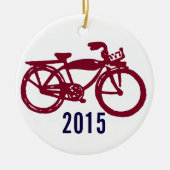 Oude rode fiets aangepast versieren keramisch ornament (Voorkant)