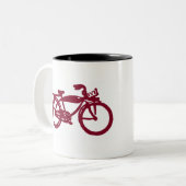 Oude rode fiets tweekleurige koffiemok (Voorkant links)